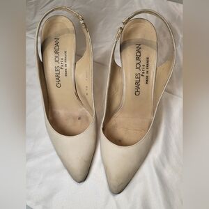 Charles Jourdan Paris Women's Cream Slingback Heels